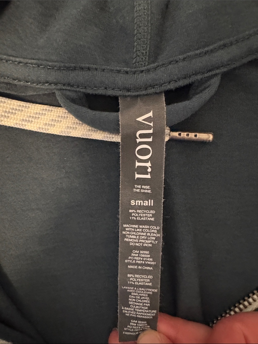 Vuori Women's Halo Zip Hoodie in Dark Teal - Picture 2 of 4